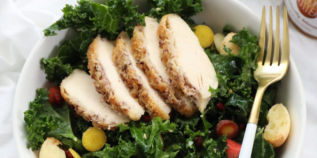 Kale Salad with Almond Butter Crusted Chicken | JUSTIN'S® Recipes